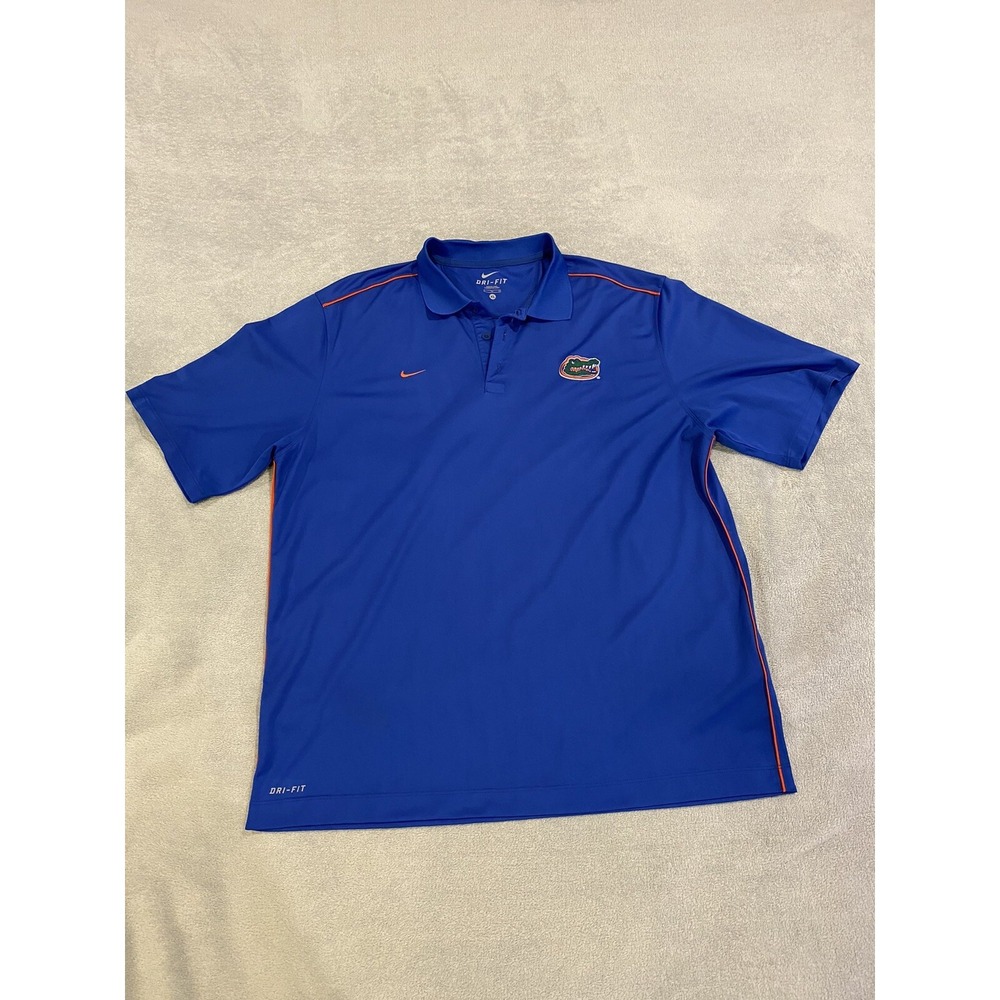 Mens Nike‎ Dri Fit Florida Gators Short Sleeve Golf Polo Shirt Blue XL